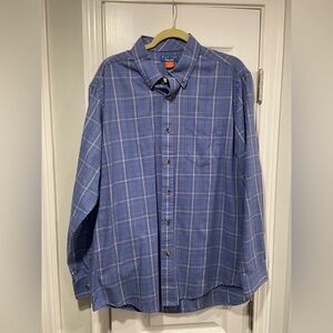 Puritan Men Size L Blue Plaid Button Down Shirt Cotton Blend Casual Long Sleeve